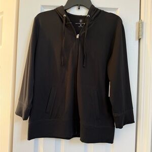 NY Collection Black Zip-Up Hooded Jacket